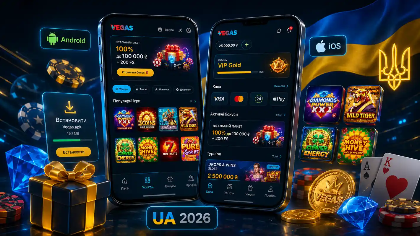 Мобільний додаток онлайн казино Vegas для Android та iOS